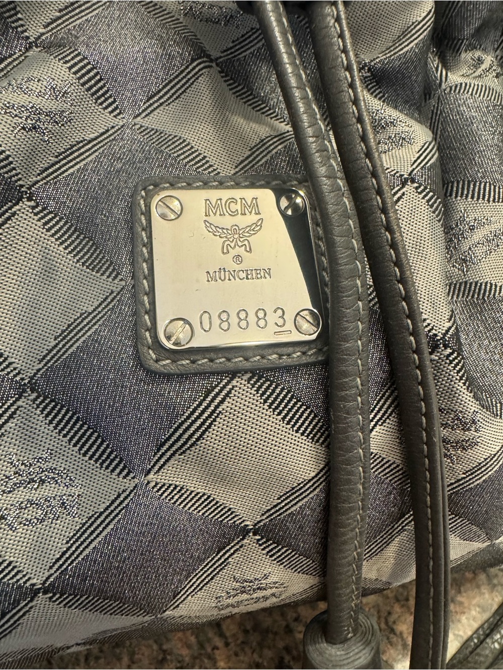 MCM Gray limited edition Drawstring Shoulder Bag with Tassels EUC - Picture 6 of 9
